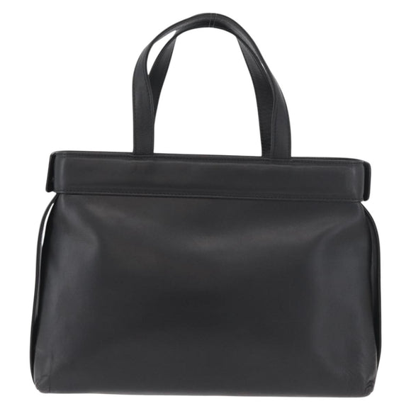 VALENTINO Hand Bag Leather Black Gold Auth BA12733A