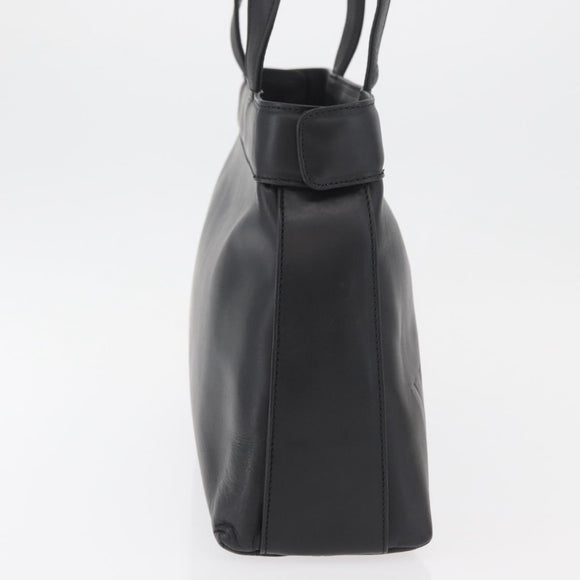 VALENTINO Hand Bag Leather Black Gold Auth BA12733A
