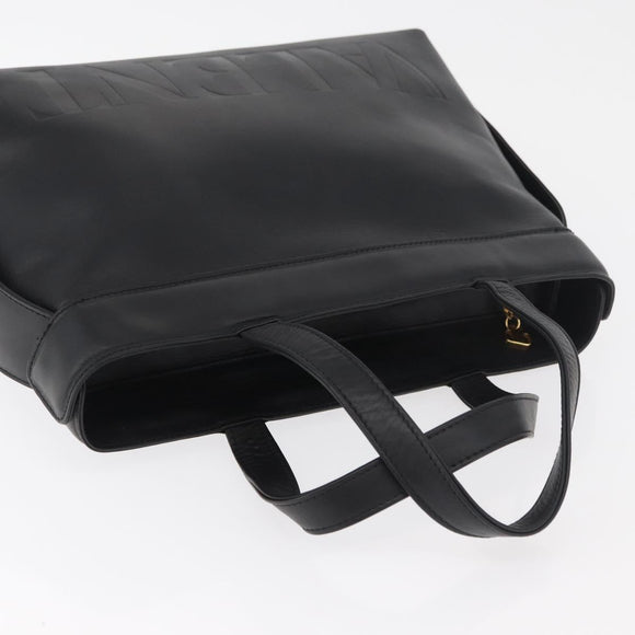 VALENTINO Hand Bag Leather Black Gold Auth BA12733A