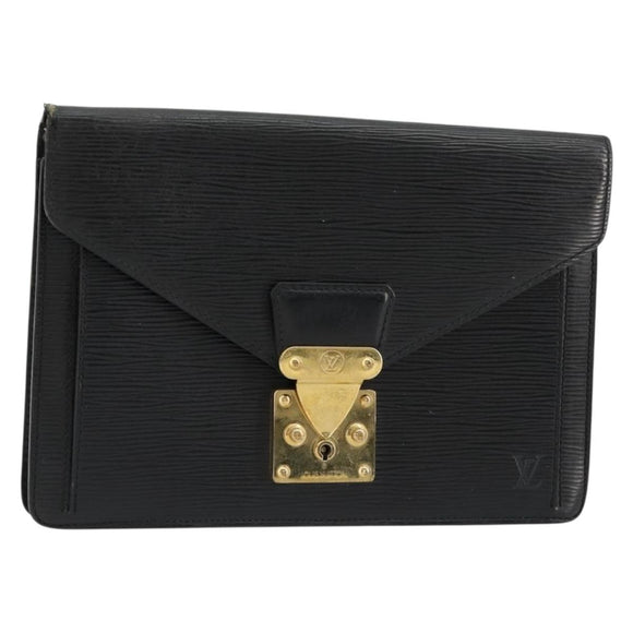 LOUIS VUITTON Epi Serie Dragonne Clutch Bag Black Noir M52612 LV Auth BA12736