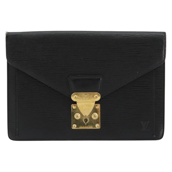LOUIS VUITTON Epi Serie Dragonne Clutch Bag Black Noir M52612 LV Auth BA12736