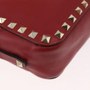 VALENTINO Rock Studs Shoulder Bag Leather Red Gold Auth BA12744-15