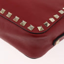VALENTINO Rock Studs Shoulder Bag Leather Red Gold Auth BA12744-16