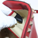 VALENTINO Rock Studs Shoulder Bag Leather Red Gold Auth BA12744-12