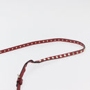VALENTINO Rock Studs Shoulder Bag Leather Red Gold Auth BA12744-8
