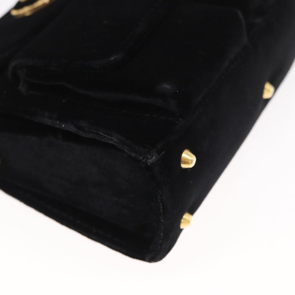 Gianni Versace Shoulder Bag Velor Black Gold Auth BA12750A