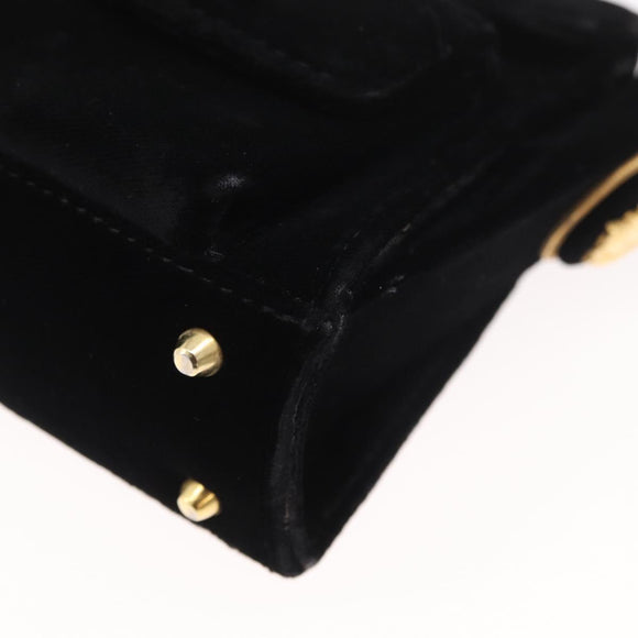 Gianni Versace Shoulder Bag Velor Black Gold Auth BA12750A