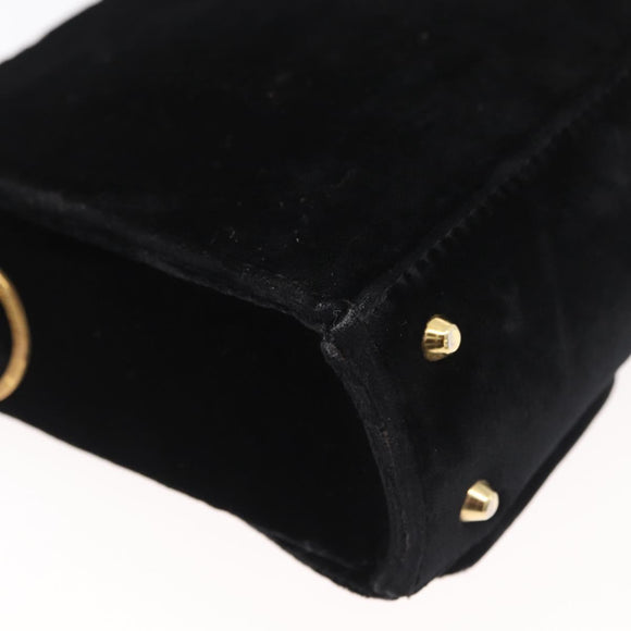 Gianni Versace Shoulder Bag Velor Black Gold Auth BA12750A