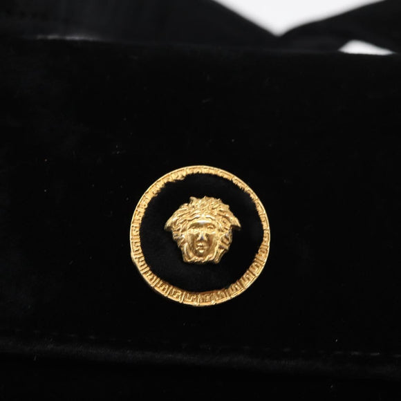 Gianni Versace Shoulder Bag Velor Black Gold Auth BA12750A