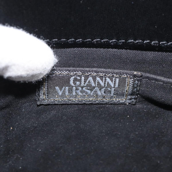 Gianni Versace Shoulder Bag Velor Black Gold Auth BA12750A