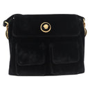 Gianni Versace Shoulder Bag Velor Black Gold Auth BA12750A-2