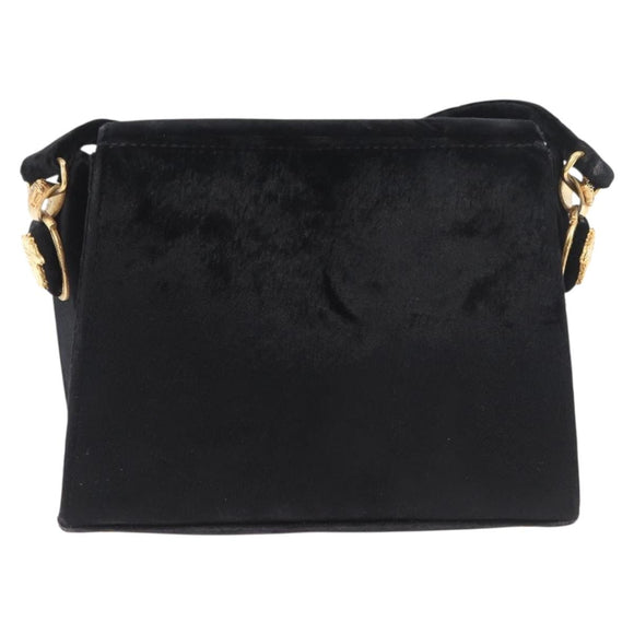 Gianni Versace Shoulder Bag Velor Black Gold Auth BA12750A