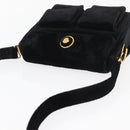 Gianni Versace Shoulder Bag Velor Black Gold Auth BA12750A-6