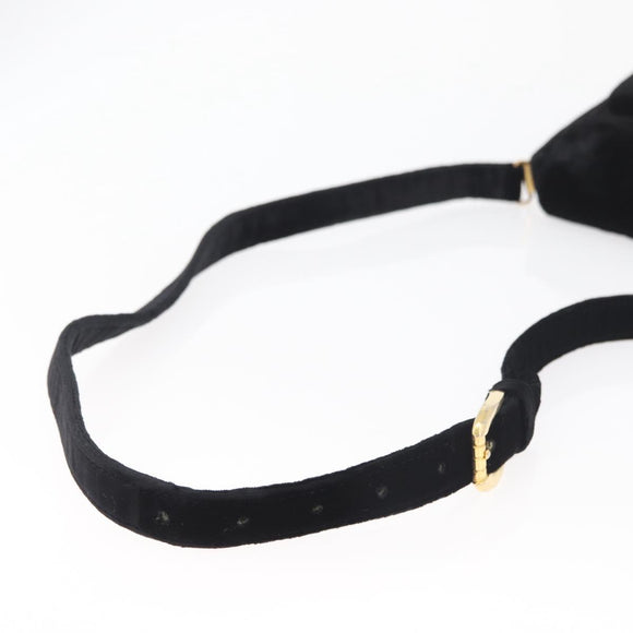 Gianni Versace Shoulder Bag Velor Black Gold Auth BA12750A