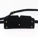 Gianni Versace Shoulder Bag Velor Black Gold Auth BA12750A-9