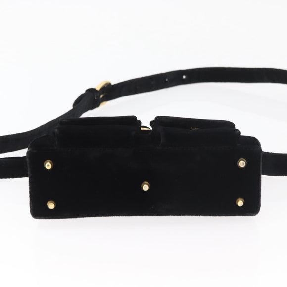 Gianni Versace Shoulder Bag Velor Black Gold Auth BA12750A