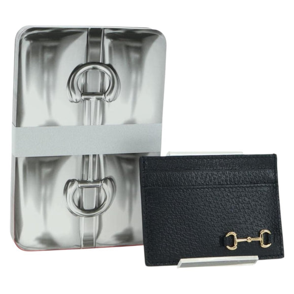 GUCCI Horsebit Card Case Playing Cards Set Leather Navy Auth BA12759M
