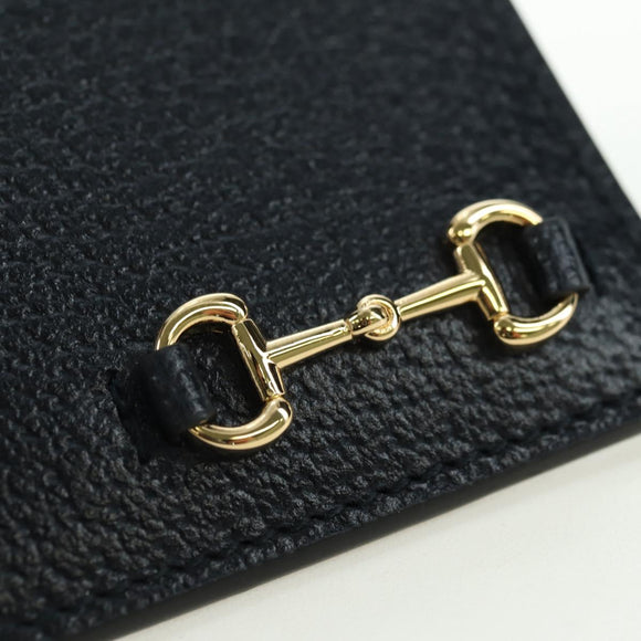 GUCCI Horsebit Card Case Playing Cards Set Leather Navy Auth BA12759M
