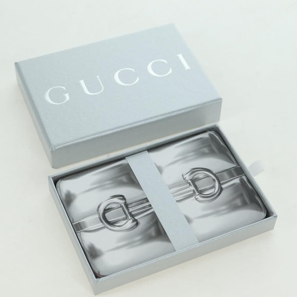 GUCCI Horsebit Card Case Playing Cards Set Leather Navy Auth BA12759M