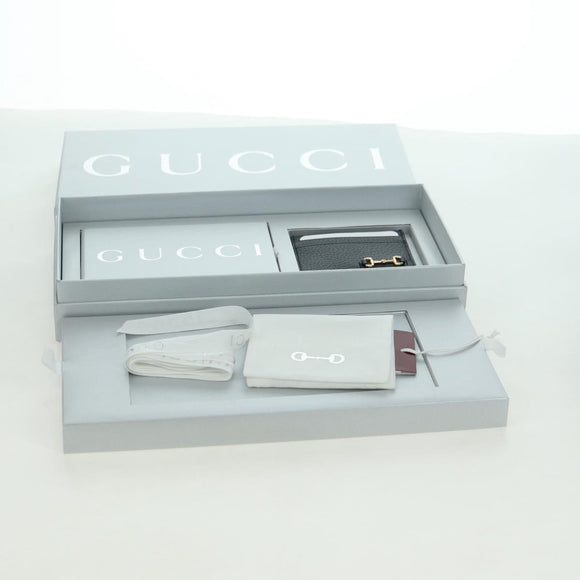 GUCCI Horsebit Card Case Playing Cards Set Leather Navy Auth BA12759M