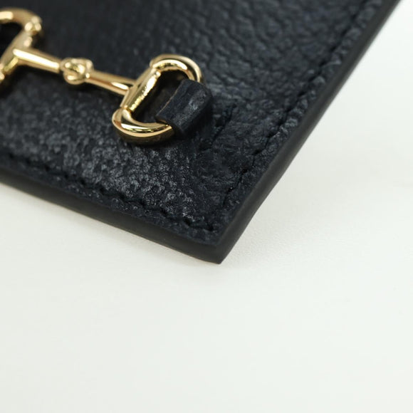 GUCCI Horsebit Card Case Playing Cards Set Leather Navy Auth BA12759M