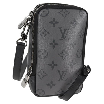 LOUIS VUITTON Monogram Eclipse Double Phone Pouch Gray M69534 LV Auth BA1275A