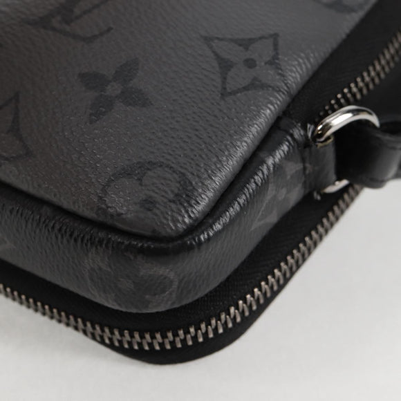 LOUIS VUITTON Monogram Eclipse Double Phone Pouch Gray M69534 LV Auth BA1275A