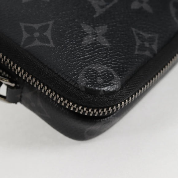 LOUIS VUITTON Monogram Eclipse Double Phone Pouch Gray M69534 LV Auth BA1275A