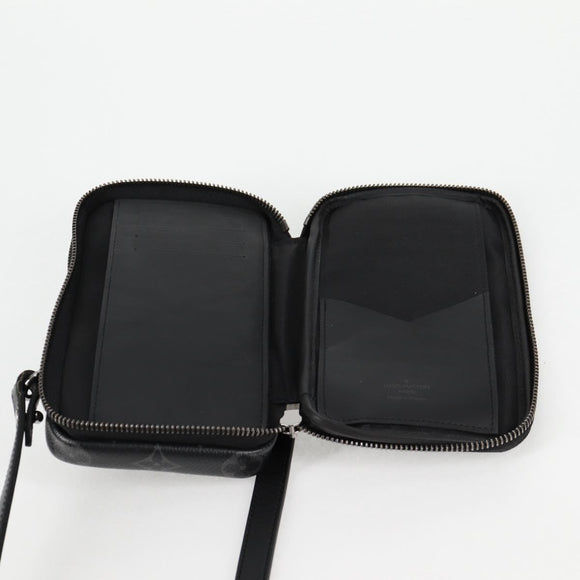 LOUIS VUITTON Monogram Eclipse Double Phone Pouch Gray M69534 LV Auth BA1275A