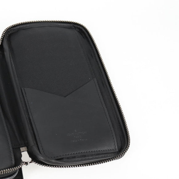 LOUIS VUITTON Monogram Eclipse Double Phone Pouch Gray M69534 LV Auth BA1275A