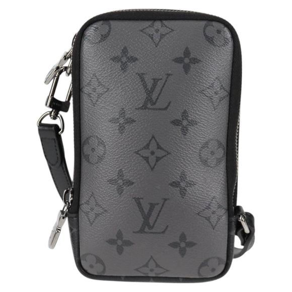 LOUIS VUITTON Monogram Eclipse Double Phone Pouch Gray M69534 LV Auth BA1275A
