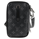 LOUIS VUITTON Monogram Eclipse Double Phone Pouch Gray M69534 LV Auth BA1275A-3