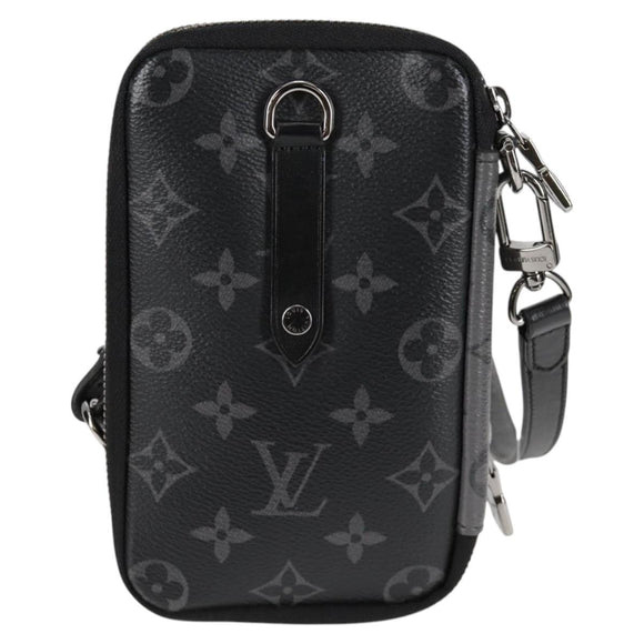 LOUIS VUITTON Monogram Eclipse Double Phone Pouch Gray M69534 LV Auth BA1275A