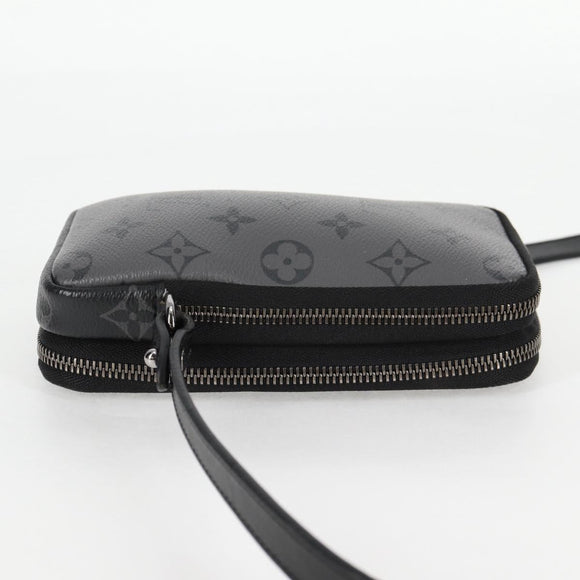 LOUIS VUITTON Monogram Eclipse Double Phone Pouch Gray M69534 LV Auth BA1275A