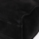 PRADA Wood Handle Hand Bag Suede Black Gold Auth BA12770-16