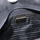 PRADA Wood Handle Hand Bag Suede Black Gold Auth BA12770-17