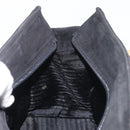 PRADA Wood Handle Hand Bag Suede Black Gold Auth BA12770-19