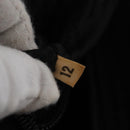 PRADA Wood Handle Hand Bag Suede Black Gold Auth BA12770-12