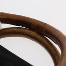 PRADA Wood Handle Hand Bag Suede Black Gold Auth BA12770-8