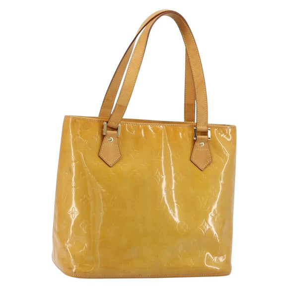 LOUIS VUITTON Monogram Vernis Houston Hand Bag Beige M91004 LV Auth BA12771