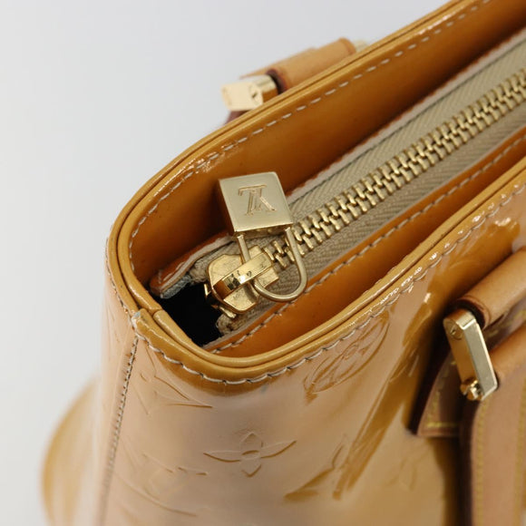 LOUIS VUITTON Monogram Vernis Houston Hand Bag Beige M91004 LV Auth BA12771