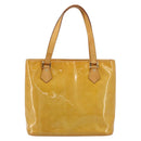 LOUIS VUITTON Monogram Vernis Houston Hand Bag Beige M91004 LV Auth BA12771-13