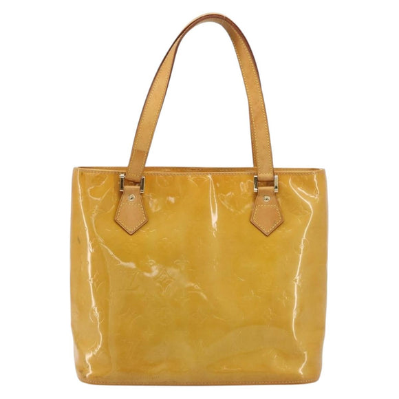 LOUIS VUITTON Monogram Vernis Houston Hand Bag Beige M91004 LV Auth BA12771