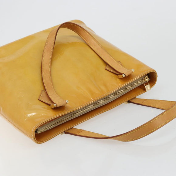 LOUIS VUITTON Monogram Vernis Houston Hand Bag Beige M91004 LV Auth BA12771