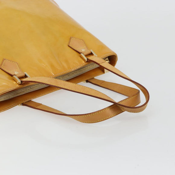 LOUIS VUITTON Monogram Vernis Houston Hand Bag Beige M91004 LV Auth BA12771