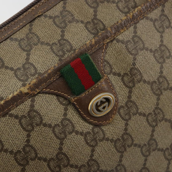 GUCCI GG Supreme Web Sherry Line Bag PVC Beige Gold 89 02 077 Auth BA12772