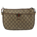 GUCCI GG Supreme Web Sherry Line Bag PVC Beige Gold 89 02 077 Auth BA12772-2
