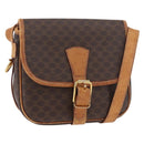 CELINE Macadam Canvas Shoulder Bag PVC Leather Brown Gold Auth BA12773-1