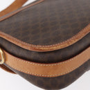 CELINE Macadam Canvas Shoulder Bag PVC Leather Brown Gold Auth BA12773-16