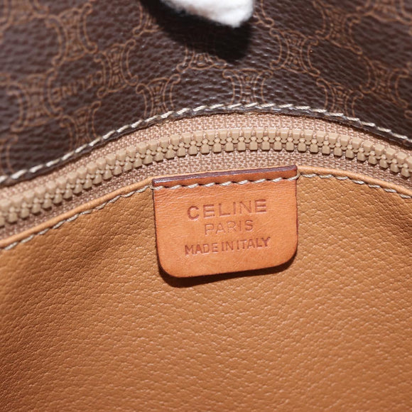 CELINE Macadam Canvas Shoulder Bag PVC Leather Brown Gold Auth BA12773